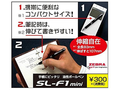 Zebra SL-F1 Mini Ballpoint Pen, 0.7 mm, Navy Body, Black Ink (BA55-NV)