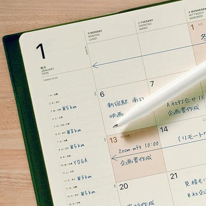 Laconic 2026 Monthly Notebook, A5 Monthly, Metallic Synthetic Leather, Silver, LED29-330SV (Starts in December 2025)