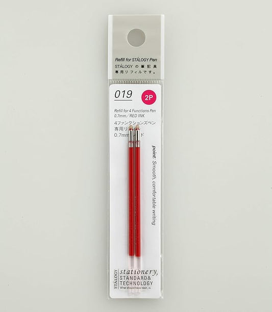 Nitoms S5711-3P STALOGY Multi-functional Pen Refill, Low Viscosity Oil-based, 0.5mm, Red