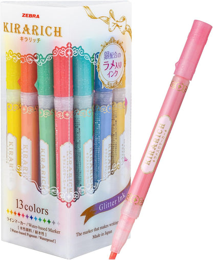 Zebra Highlighter Kirarich, Set of 13 Colors WKS18-13C