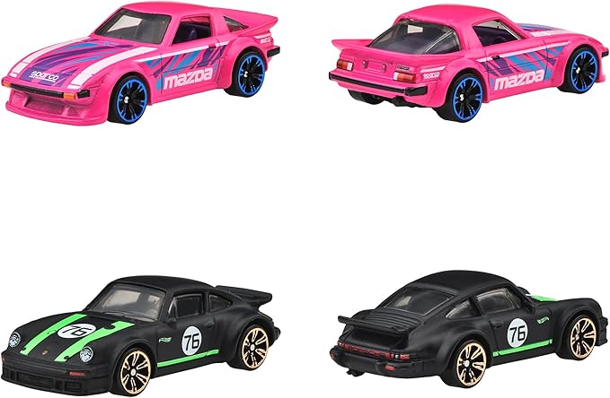 Hot Wheels 986E-HLH72 Neon Speeders Assortment Vehicle Toy, Mini Car, Pack of 10, Sold in Box, 3 Years Old and Up Multi