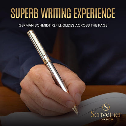 Scriveiner Silver Chrome Rollerball Pen Premium Rollerball Pen (Silver Chrome)