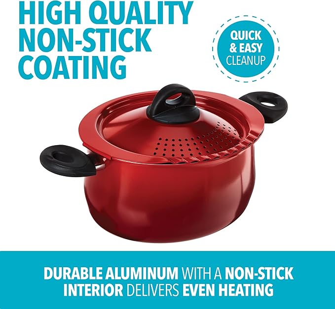 Bialetti Pasta Pot 5.8 Quart Red 07550