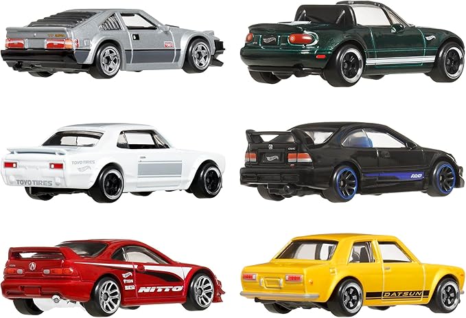Hot Wheels JBY77 Street of Japan Multipack Vehicle Toy, Mini Car, 6 Pack, 3 Years Old and Up Multi