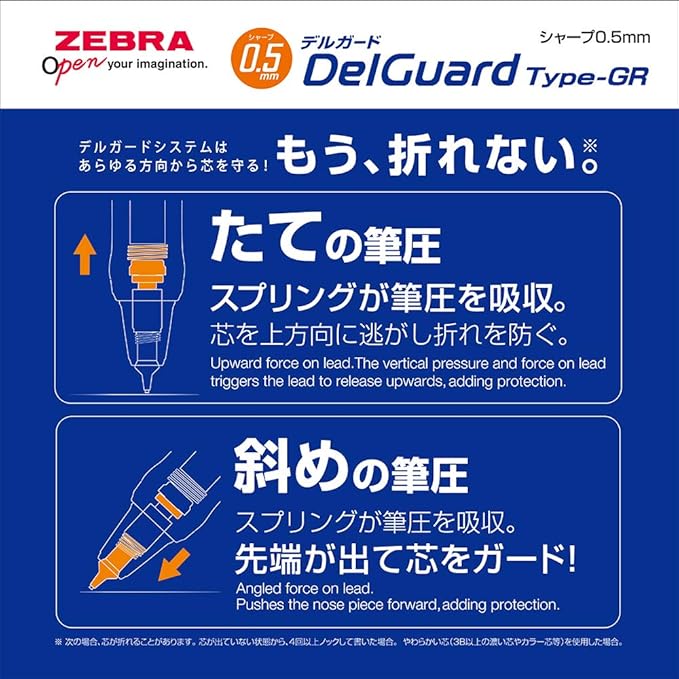 Zebra Mechanical Pencil DelGuard Type GR 0.5 White P-MA93-W