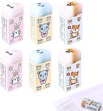 Cute Eraser, Set of 6, Stick Eraser, Eraser Thoroughly Erases.