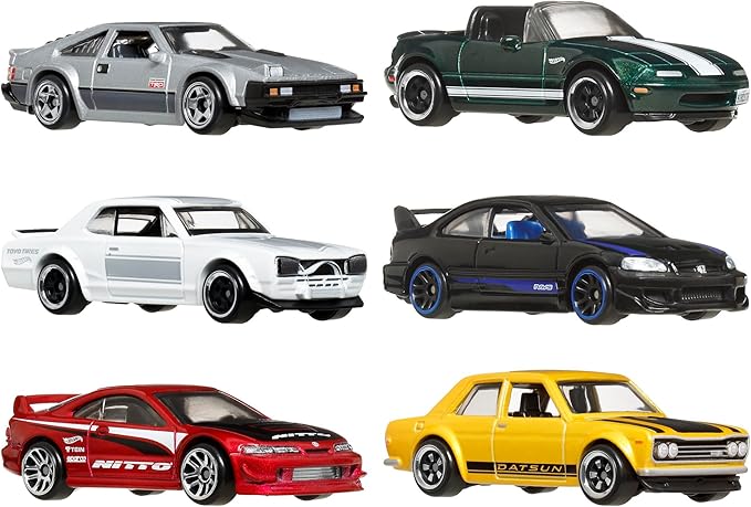 Hot Wheels JBY77 Street of Japan Multipack Vehicle Toy, Mini Car, 6 Pack, 3 Years Old and Up Multi