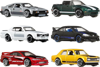 Hot Wheels JBY77 Street of Japan Multipack Vehicle Toy, Mini Car, 6 Pack, 3 Years Old and Up Multi