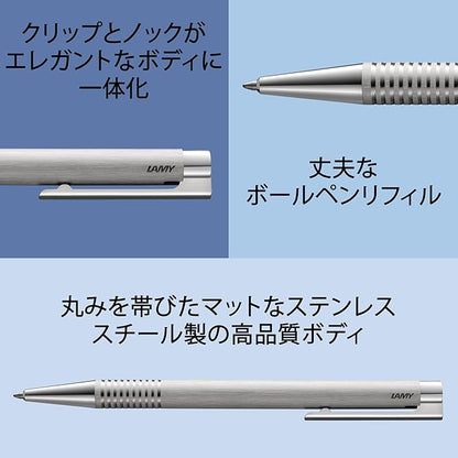 LAMY Ballpoint Pen, Oil-Based, Logo, Stainless Steel, Hairline, L206