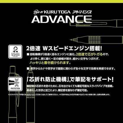 Uni Kurutoga Advance Upgrade Model 0.5mm Mechanical Pencil, Red Body (M510301P.15)