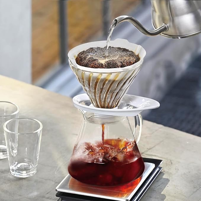 HARIO VDGR-01-B V60 Heat Resistant Glass Transparent Dripper, 01, Black