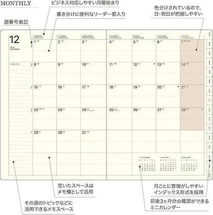 Laconic LID110-260BK 2026 B6 Weekly Planner, Black (Starts on December 2025)
