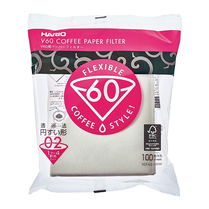 Hario 02 100-Count Coffee White Paper Filters, 3-Pack Set (Total of 300 Sheets)