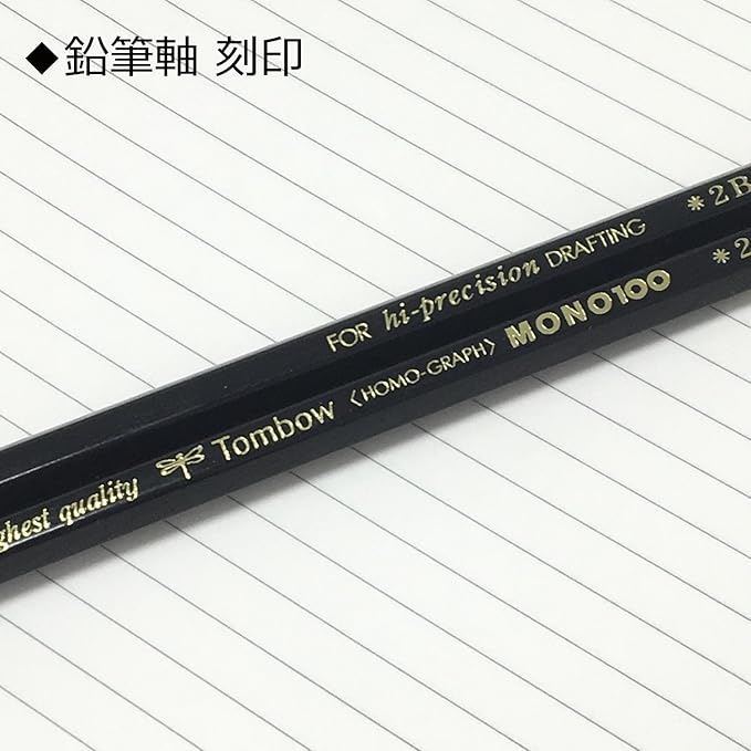 Tombow Pencil Premium Pencil 2B MONO 100 (High-Density Structure With Condensed Ultra-Fine Particles) Drafting and Drawing 1 dozen MONO-1002B