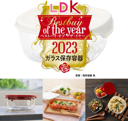 HARIO MKK-2012-OW Heat Resistant Glass Storage Container, White, 3.7 fl oz (110 ml), Made in Japan, Oven, Microwave, Dishwasher Safe, Tableware, Convenient Storage, Pack of 4