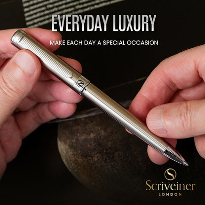 Scriveiner Stainless Steel Ballpoint Pen Executive, Best Ballpoint Pen Gift Set for Office, Nice Pen