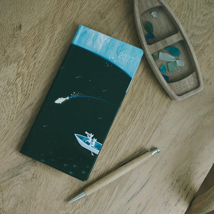 Hobonichi Techo 2027 Weeks English Edition, Light Blue Forest Meteor Shower.