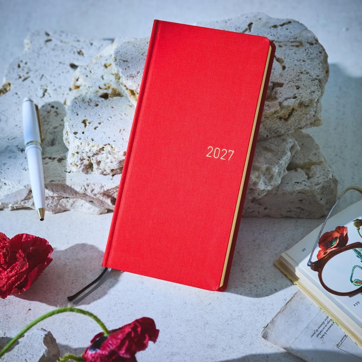 Hobonichi Planner, 2027 Weeks, Poppy Red, Starts from January, Weekly Notebook.