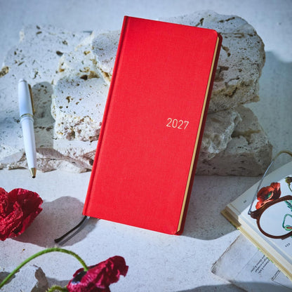 Hobonichi Planner, 2027 Weeks, Poppy Red, Starts from January, Weekly Notebook.