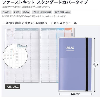 Kokuyo Jibun Notebook, First Kit, 2026, Monthly, Weekly Notebook, A5 Slim, Violet, First Kit, Starts on November 2025