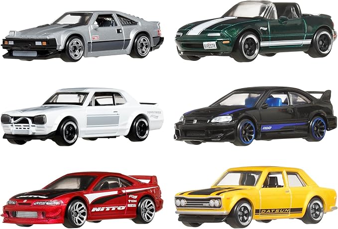 Hot Wheels JBY77 Street of Japan Multipack Vehicle Toy, Mini Car, 6 Pack, 3 Years Old and Up Multi