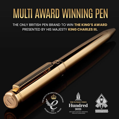 Scriveiner Ballpoint Pen, Premium 24k Gold Finish, Schmidt, Black Refill, Best Ballpoint Pen Gift Set for Men Women Businessmen Offices (Gold)