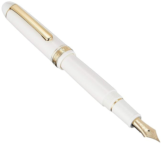 Platinum, Fountain Pen - #3776 Century gold trim Chenonceay White (SOFT FINE).