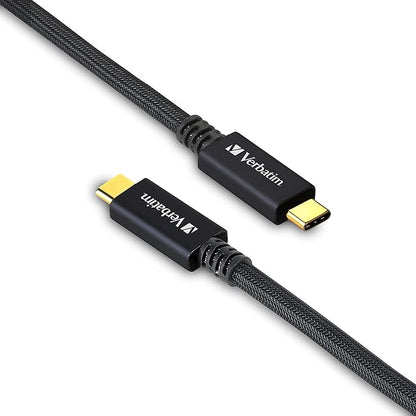 Verbatim CBCC32G2SLV1-A Heavy Duty USB Cable, 39.4 inches (100 cm), Type-C to C, USB3.2, Gen2x2, PD, 100W, Laptop Charging, Supports 4K, 60Hz, Video Output, Ultra Fast Data Transfer, 20Gbs, Silver
