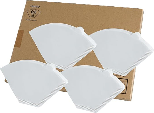 HARIO Trapezoidal Coffee Filters, 1 to 4 Cups, 160 Sheets Set of 40 Sheets x 4, Amazon Original Set, Made in Japan, FSC Certified Paper, 02 W, White PEF-02-40W-4S-AZ+