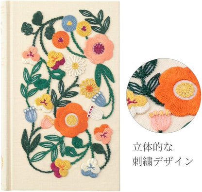 Midori 12883006 Diary, 5 Years Consecutive Embroidery, Floral Print, Beige