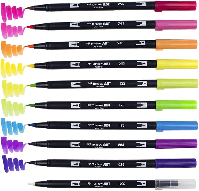 TOMBOW Pencil Brush Pen Dual Brush Pen ABT 10 Color Set Bright AB-T10CBR