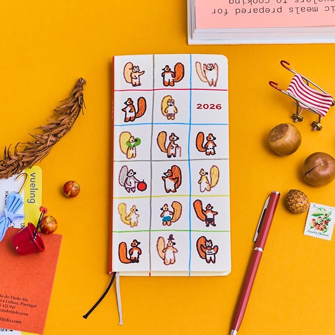 HOBONICHI  2026 Weeks, English Version, 100% ORANGE, Starting From January, Weekly Notebook, Weekly Left, Slim and Long