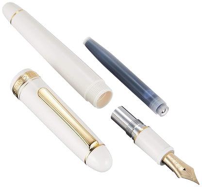Platinum, Fountain Pen - #3776 Century gold trim Chenonceay White (SOFT FINE).