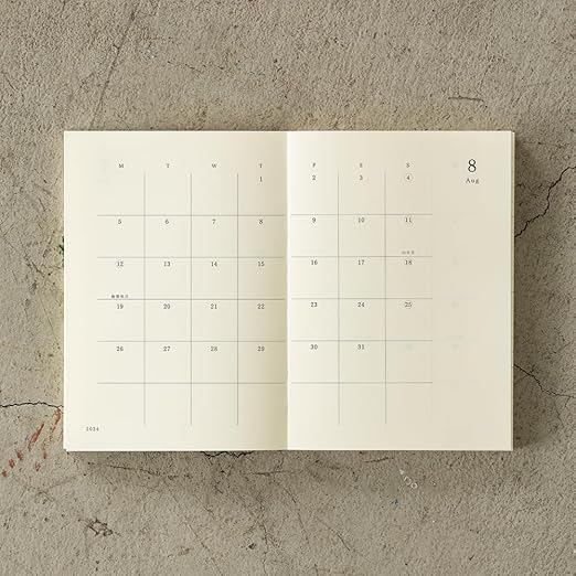 Midori 22278006 MD Notebook Diary, Notebook Stickers, 2024, M, Monthly (Starts December 2023) Paperback (Monthly)