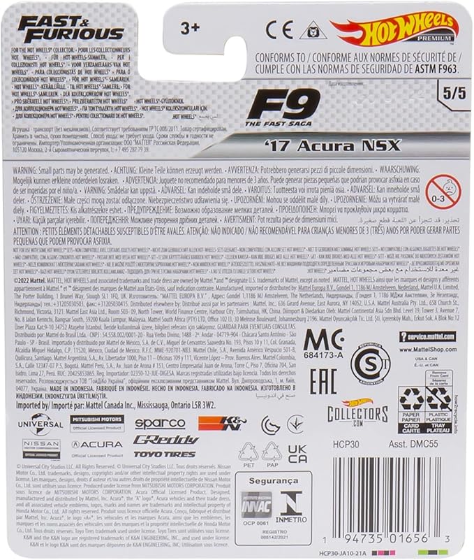 Hot Wheels HCP30 Retro Entertainment Fast and Furious '17 Acura NSX