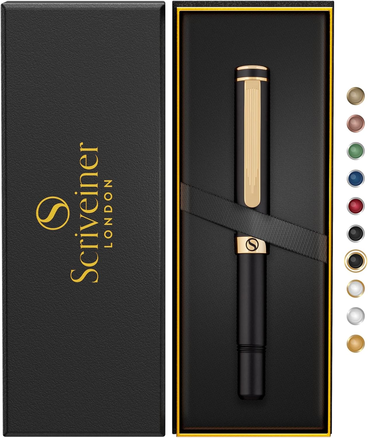 Scriveiner Silver Black Chrome Ballpoint Pen EDC Luxury Pen Gorgeous Heavy Pocket Pen 24K Finish Comfortable Writing Pen Best Pen for Men Women Gift Made in Germany Schmidt Refill Nice Office Designer