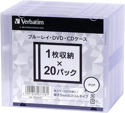Verbatim CPSSC20 BD/DVD/CD Case, 20 Sheets, Slim Case (0.2 inch (5 mm) Thick, Transparent
