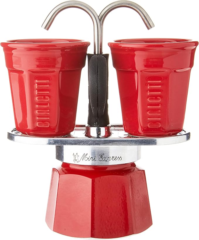 Bialetti Mini Express for 2 Cups, Direct Fire/Espresso Cup Included (Coffee Maker, Espresso Maker, Makinetta)