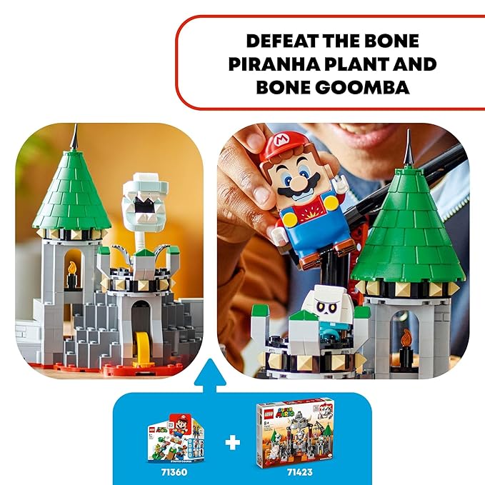 LEGO Super Mario Dry Bowser Castle Battle Expansion Set, Collectible Bowser Toy Playset to Combine with a Starter Course, Super Mario Day Toy, Video Game Toy for Kids Ages 8-10, 71423