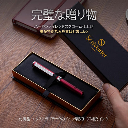 Scriveiner Red Ballpoint Pen EDC Luxurious Pen Elegant and Substantial with a Beautiful Chrome-Plated Pocket Comfortable Writing Experience Best Gift for Men and Women Made in Germany Schmidt Refills
