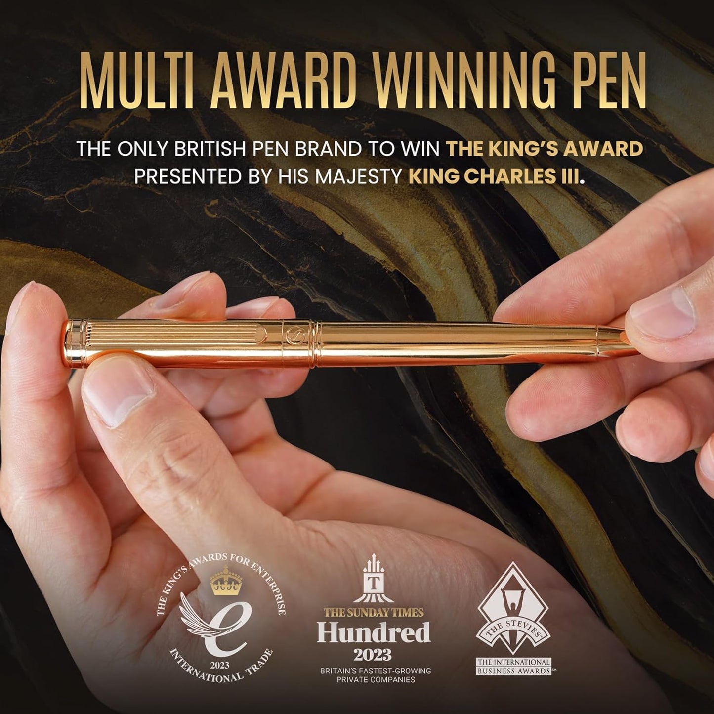 Scriveiner Ballpoint Pen, Premium 24k Gold Finish, Schmidt, Black Refill, Best Ballpoint Pen Gift Set for Men Women Businessmen Offices (Gold)
