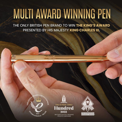 Scriveiner Ballpoint Pen, Premium 24k Gold Finish, Schmidt, Black Refill, Best Ballpoint Pen Gift Set for Men Women Businessmen Offices (Gold)