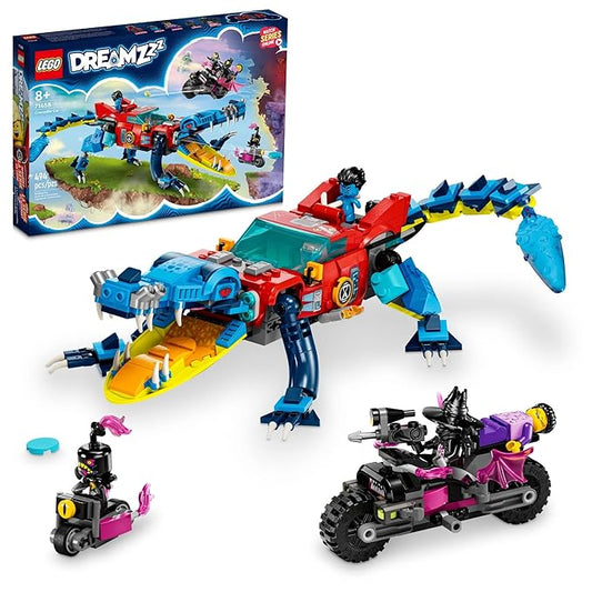 LEGO 71458 DREAMZzz Crocodile Car, 2-in-1 Set as Monster Truck or Crocodile Toy Car, with Mini Figures Cooper, Jayden and Night Hunter, Creative Gift for Children from 8 Years