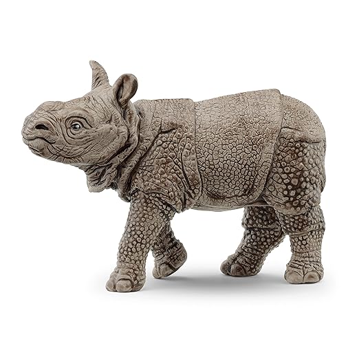 Schleich Wild Life Safari Animals for Boys and Girls Ages 3 and Above, Baby Indian Rhinoceros Toy Figurine