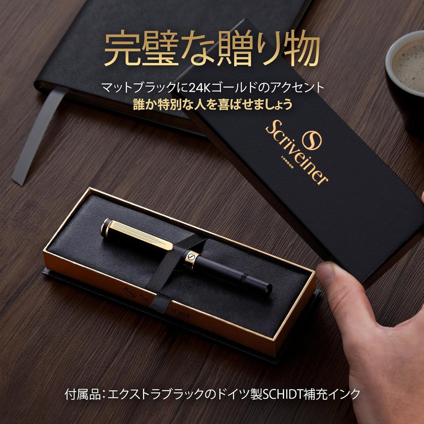 Scriveiner Silver Black Chrome Ballpoint Pen EDC Luxury Pen Gorgeous Heavy Pocket Pen 24K Finish Comfortable Writing Pen Best Pen for Men Women Gift Made in Germany Schmidt Refill Nice Office Designer