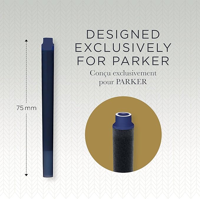 Parker Quink Cartridge Ink Set of 5 Blue Water-Based Official Import 1950384