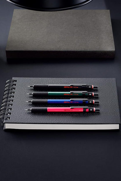 Rotring 0.5mm Mechanical Lead Pen Pencil Matte Green ABS Plastic Body Hexagonal Body Non-Slip Textured Metal Grip Click Mechanism 500 Series Lead Indicator Ideal for Technical Drawing