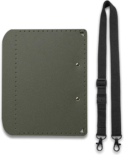 PLUS Foldable A4 Clipboard Plus 83-161, Becomes Size A5 When Folded, Dark Gray, Custom Strap Included