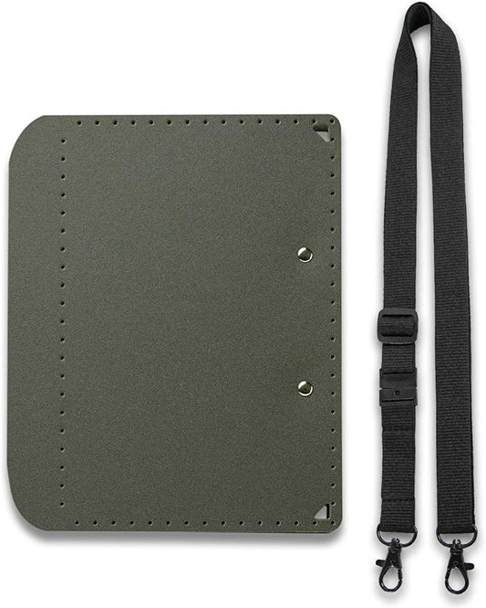 PLUS Foldable A4 Clipboard Plus 83-161, Becomes Size A5 When Folded, Dark Gray, Custom Strap Included