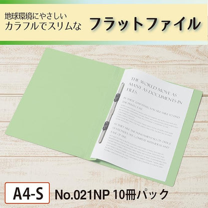 PLUS Flat Plastic File Binder, A4-S, Green